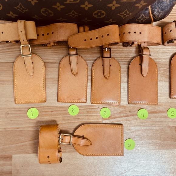 **6 ** Authentic Louis Vuitton Vachetta Leather Large Luggage Tag with Poignet - Picture 4 of 5